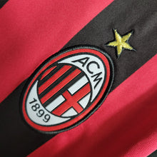 Carregar imagem no visualizador da galeria, Camisa Milan Home 09/10 Retrô Manga Longa - Vermelha e Preta