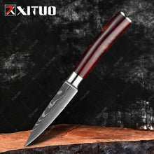 Carregar imagem no visualizador da galeria, XITUO kitchen knives Set Laser Damascus pattern chef knife Sharp Santoku Cleaver Slicing Utility Knives Resin Handle Best Gift